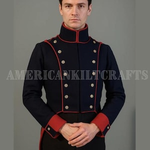 Fransk artilleri Habit-Veste Bardin 1812 – Napoleonsk militärjacka – Historisk rekonstruerad uniform – Yllekappa för cosplay och kostym