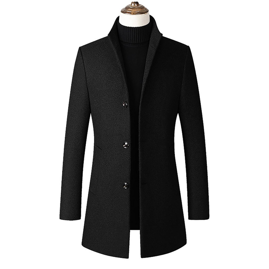 Mens Black Long Overcoat Vintage Long Trench Coat for Men Mens Business ...