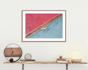 Roze meer | Kustkunstwerk | Abstract wanddecor | Digitaal downloaden