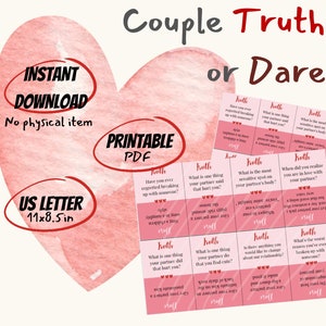 Couple TRUTH OR DARE | Couple Game | Drinking Games for Adults |  Valentine&#39;s Day | Love Games | Drink | Digital | Anniversary