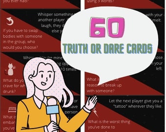 60 Adult TRUTH or DARE Questions / Digital Printing / Instant Download Adult Party Game / Drinking Game Questions / Party Games / Fun Games