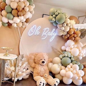 Retro green coffee beige balloon garland arch wedding baby shower birthday au