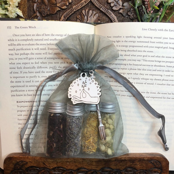 witch floral vial set, witch herb set, apothecary florals, apothecary jars, spell jar supplies, spell ingredients