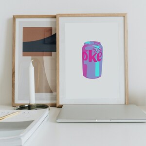 Diet Coke Printable Wall Art - Pink, Colorful Art for Gallery Wall, Diet Coke Painting, Digital Download Print, Pop Art, Home Decor Art