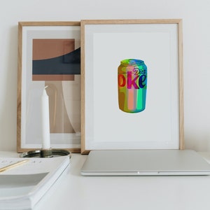 Diet Coke Printable Wall Art - Rainbow, Abstract Art for Gallery Wall, Diet Coke Painting, Digital Download Art, Digital Print Home Decor
