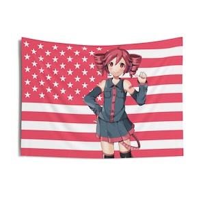 Tapiz de pared con sintetizador Teto Anime para amantes de la música - Tapices de pared para interiores, Utaliod, diseño de bandera estadounidense, decoración del hogar, decoración de habitaciones,