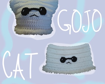 Gojo inspired crochet cat beanie, JJK, cat hat