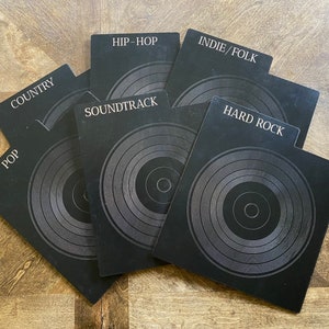 Custom Engraved Vinyl Record Dividers, Album Dividers, Lp Organizers, Record Organizer, Genre, Music Lover Gift, Double Sided, Black Stained