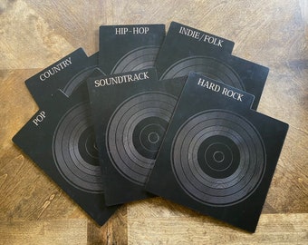 Custom Engraved Vinyl Record Dividers, Album Dividers, Lp Organizers, Record Organizer, Genre, Music Lover Gift, Double Sided, Black Stained