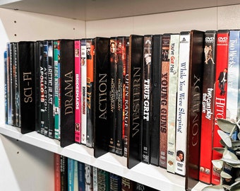 dvd divider, genre divider, movie divider, movie organizer, 45 organizer, 45 lp organizer, stained