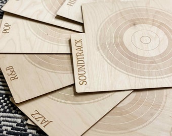 Custom Engraved Vinyl Record Dividers, Album Dividers, LP Organizers, Record Organizer, Genre, Band Name, Musical Gift, Media Storage, A-Z