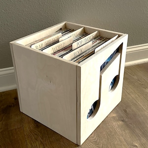 Vinyl record storage, lp storage, cube record storage, record storage, wood cube storage, music note