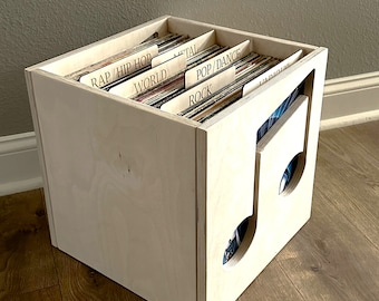 Vinyl record storage, lp storage, cube record storage, record storage, wood cube storage, music note