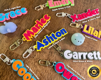 Cool Kids Personalized Name Keychain – Custom Name Tag for Backpack, Book Bag, Luggage, or Diaper Bag – Fun Custom Keychain Gift for Kids