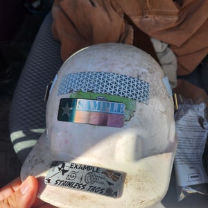 Stainless hardhat tag with/without background