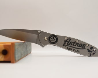 Houston Astros Themed Kershaw leek 1660 Annealed 1SIDE HANDLE only US made knife