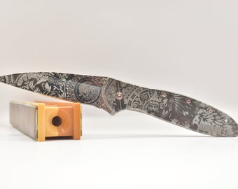 Mexican old culture Themed Kershaw leek 1660 Annealed US made knife