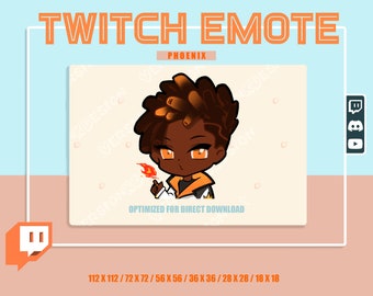 Cute Chibi PHEONIX (BG transparente) / Valorant / Cute Pheonix meme Sub Emoji para streamer