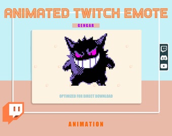 ANIMIERTES gruseliges GENGAR pixeliges Emote / Emoji Pokemon mit transparentem Hintergrund