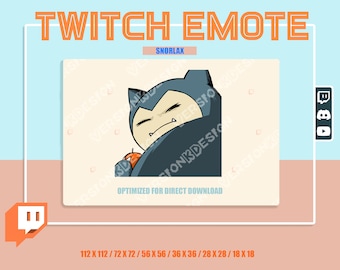 Twitch Emote (transparent) / Greedy Snorlax, Mine, Greedy Emotes / Cute Snorlax meme Sub Emoji for streamer