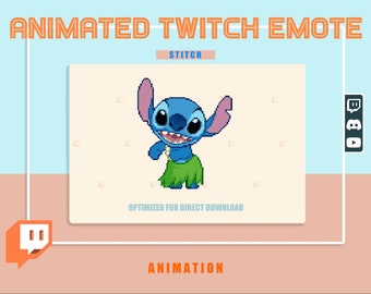 ANIAMT Hula luau STICH Pixeliertes Emote/ Emoji niedlich mit transparentem Hintergrund