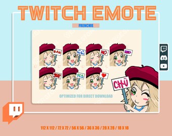 8 süße Anime Mädchen (HAT GIRL) Emotes !!! (Transparenter Hintergrund) Niedliches Anime Mädchen, Zeichen Emotes