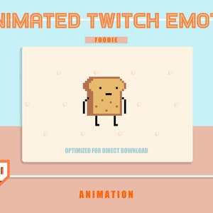 Animated FOODIE TOAST emote, Twitch, Discord, emoji sticker, w/ Transparent Background is ready to use!