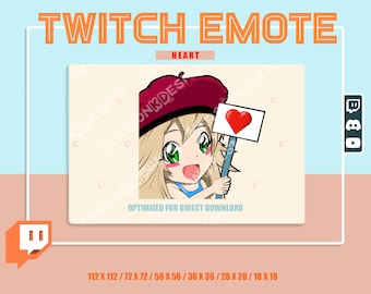 Cute anime girl w/ HEART sign (HAT GIRL) emote!!! (Transparent Background) Cute anime girl emote, Instant Download