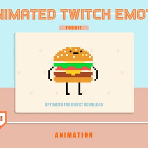 Animiertes FOODIE BURGER Emote, Twitch, Discord, Emoji-Aufkleber mit transparentem Hintergrund ist bereit zu verwenden!