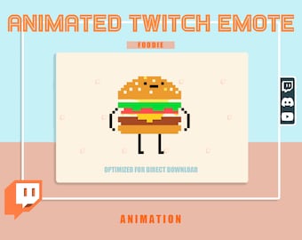 Animiertes FOODIE BURGER Emote, Twitch, Discord, Emoji-Aufkleber mit transparentem Hintergrund ist bereit zu verwenden!