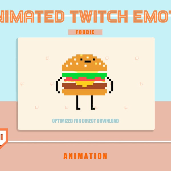 Animated FOODIE BURGER emote, Twitch, Discord, emoji sticker, w/ Transparent Background is ready to use!