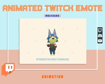 Animierter tanzender glücklicher Wolfgang von Animal Crossing Emote/Emoji für zuckende Luftschlangen
