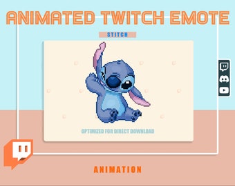 ANIAMTED Stitch Cute Ear Hearts Pixelated emote/ emoji cute with transparent Background