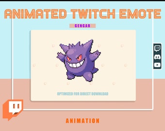 NICHT-ANIMIERTES GENGAR pixeliges avatar pokemon mit transparentem Hintergrund für Twitch/ Discord/ Chat