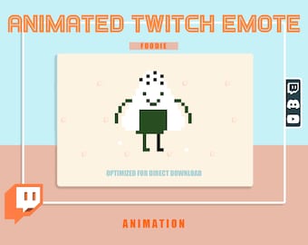 Animiertes FOODIE ONIGIRI Emote, Twitch, Discord, Emoji-Aufkleber mit transparentem Hintergrund ist bereit zu verwenden!