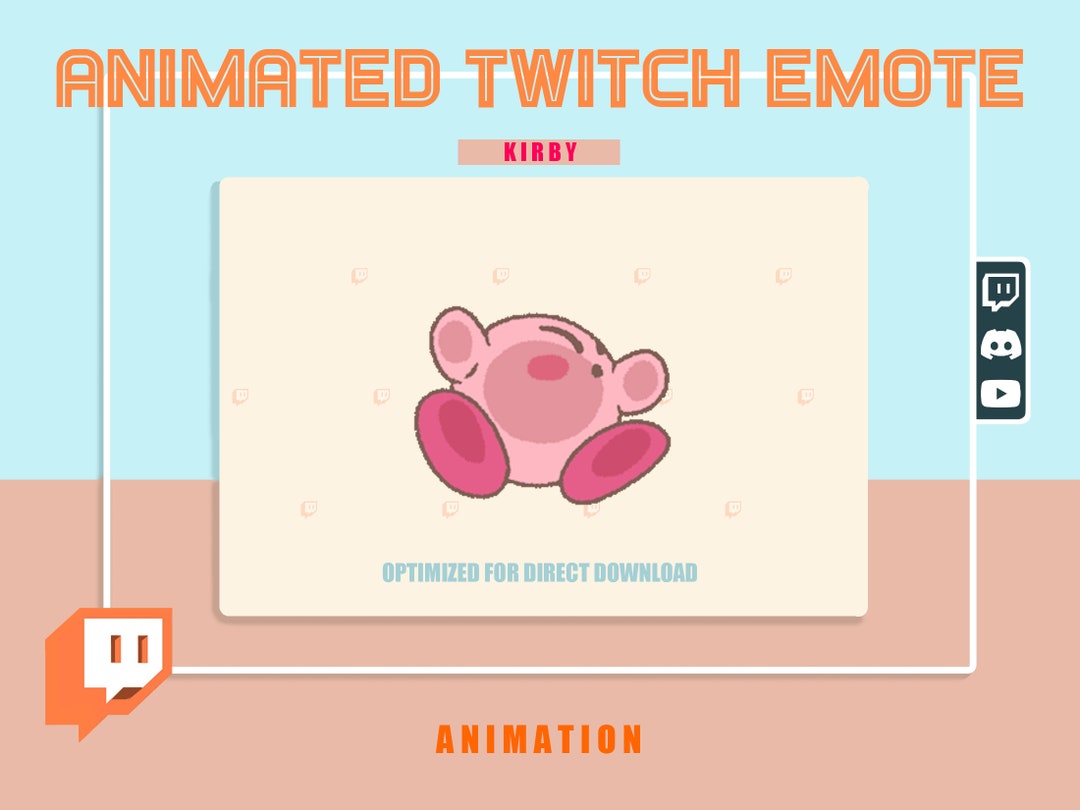 ANIMATED Squished Kirby Pixelated Emote/ Emoji for Twitch/ Discord