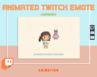 ANIAMTED Chihiro Pixelated emotikona/emoji Japonia/STUDIO GHIBLI słodka z przezroczystym tłem