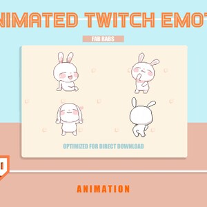 ANIMATED 4 pack of Pixelated bunny emotes/ emojis transparent background