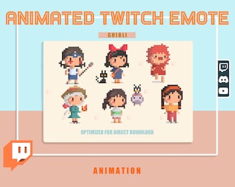 Animowany pakiet Chibi GHIBLI All Stars Pixelated emote/emoji Japonia/słodki z przezroczystym tłem