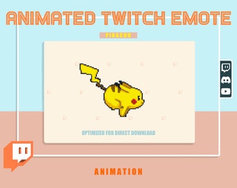 ANIMIERTE PIkachu mit Pixelated Pokemon Emote/ Emoji mit transparentem Hintergrund