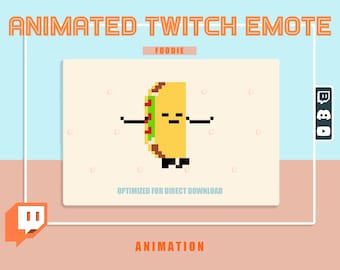 Animiertes FOODIE TACO Emote, Twitch, Discord, Emoji-Aufkleber mit transparentem Hintergrund ist bereit zu verwenden!