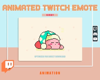 Animierter schlafender Kirby pixelig Emote/ Emoji für zucken/ Discord