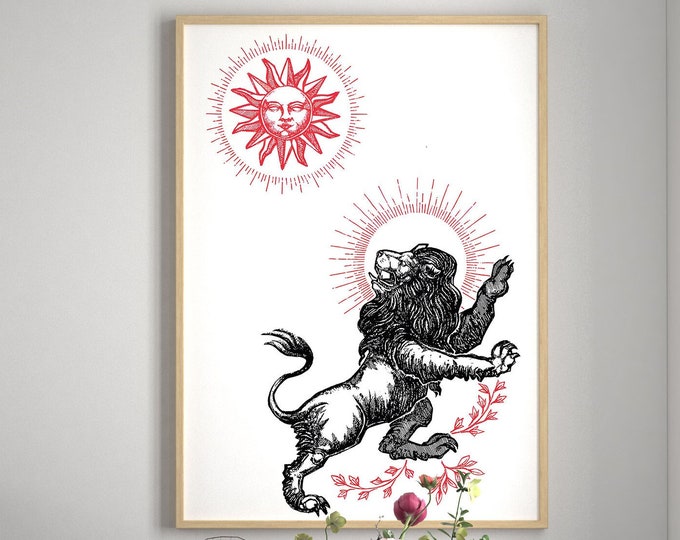 Leo Print, Leo Zodiac Poster, Modern Leo Print, Zodiac Leo Poster, Gift for Leo, Astrology Print, Horoscopes Print, Leo Sign Poster,Wall Art