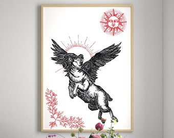 Aries Zodiac Art Print, Aries Star Sign Poster, Aries Constellation Wall Art, Aries Illustration Poster, Aries Horoscope Print, Aries Modern