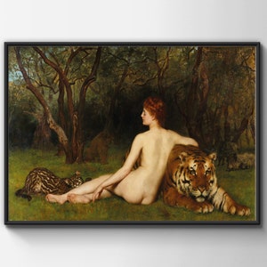 Animal Vintage Poster, John Collier Poster, Circe by John Collier (1885), Tiger Sitting Next To Woman Paint Print, Gallery Poster Print