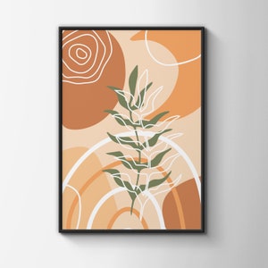 Poster di fiori botanici astratti, stampa poster Boho, poster floreale Boho, decorazione da parete moderna, stampa colori pastello, arte floreale astratta, Boho