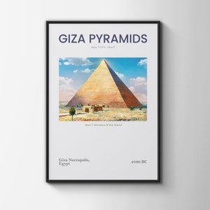 Giza Pyramids Poster, New 7 Wonders of the World Print, Wedding Gift, High Quality Print, Egypt Poster, Giza Necropolis Print