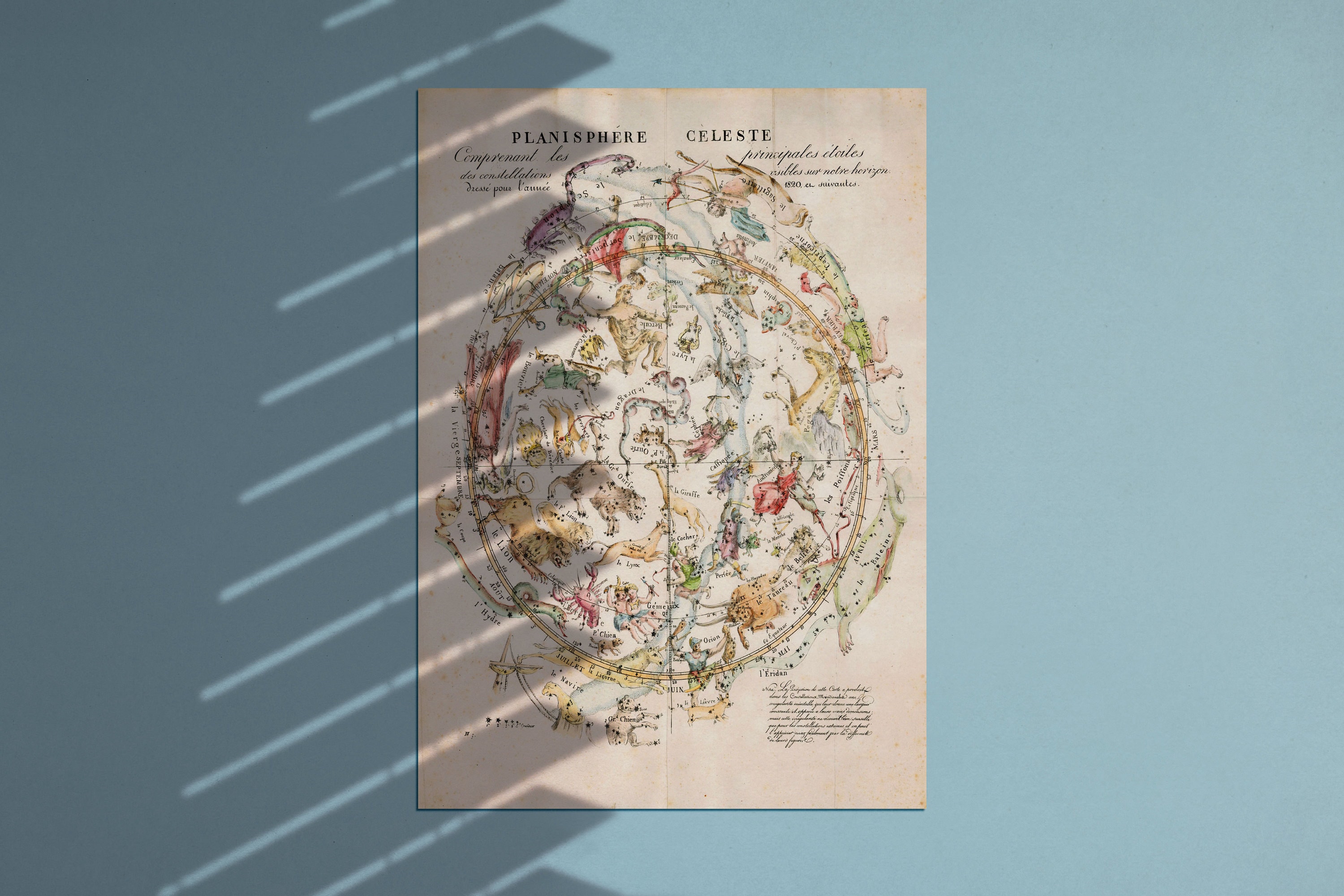 Old Celestial Map, Vintage Astronomy, Vintage Map Poster Old Celestial Map, Vintage Astronomy, Vintage Map Poster