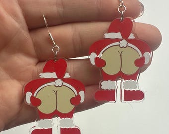 Mooning Santa Novelty Earrings - Quirky Earrings for Holiday Parties or Gift Exchanges