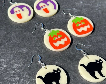 Halloween Sugar Cookie Earrings - Halloween Earrings - Holiday Cookie Earrings - Lightweight Dangle Earrings - Halloween Jewelry